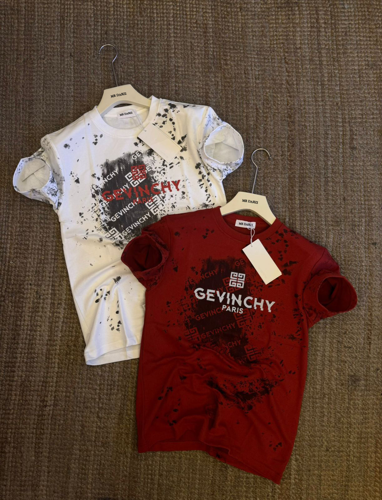 MRDARZI Givenchy Paris Text Printed Men’s Casual Summer Cotton T-Shirt – Red MR. DARZI